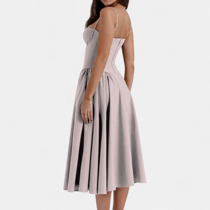 AUDRINA | Backless Adjustable Strap Midi Dress