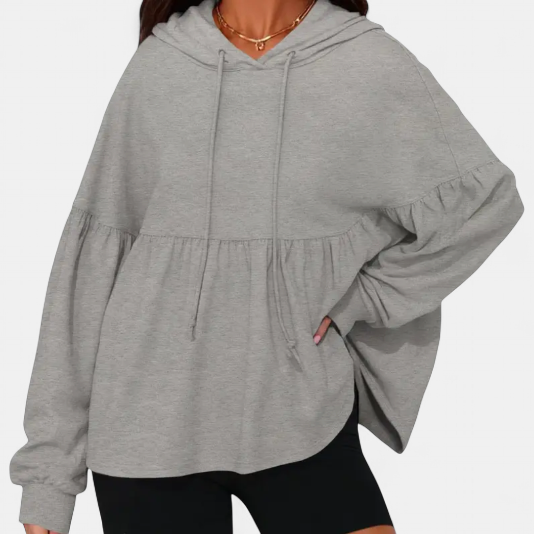 FRANKIE | Cozy Ruffled Hem Oversized Hoodie