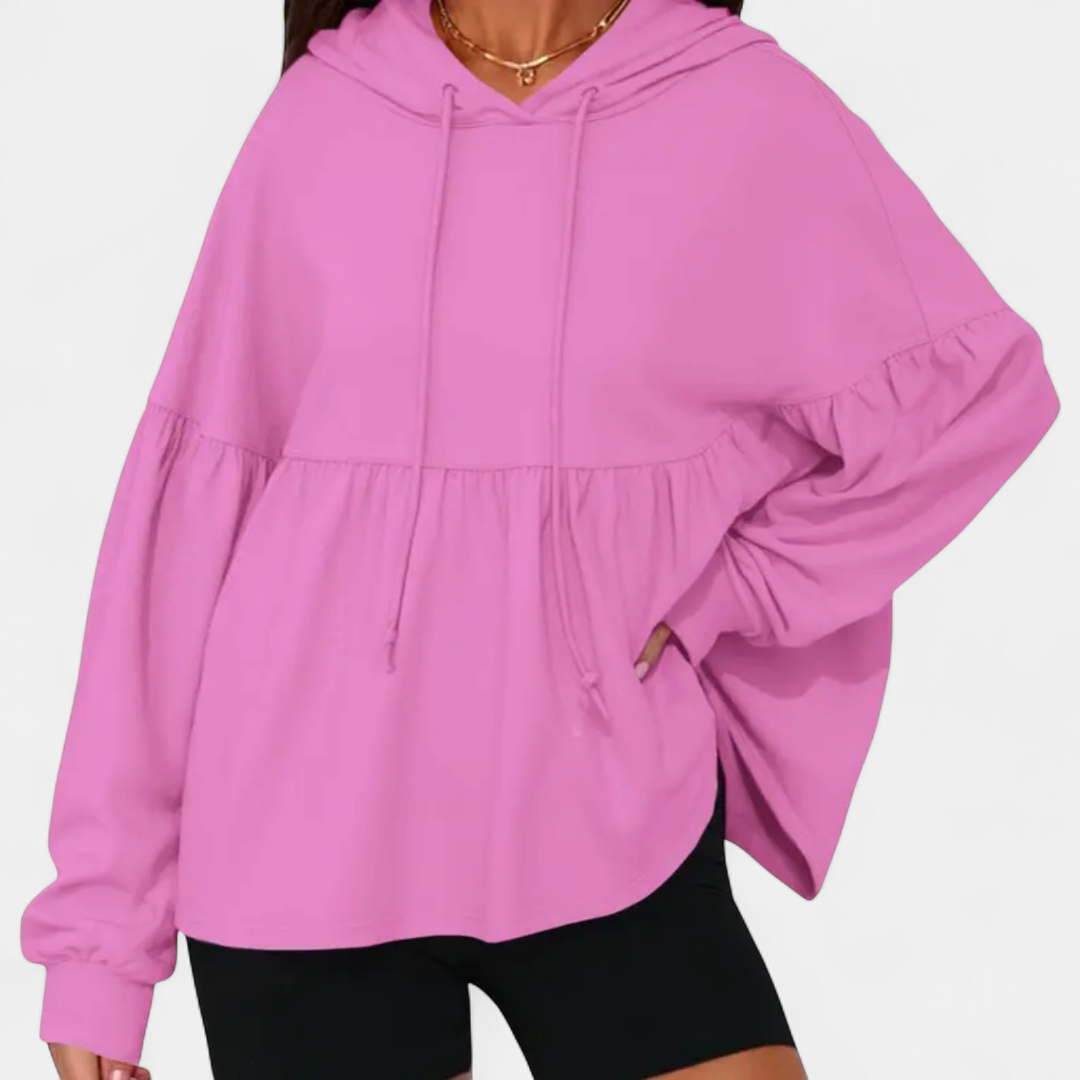FRANKIE | Cozy Ruffled Hem Oversized Hoodie