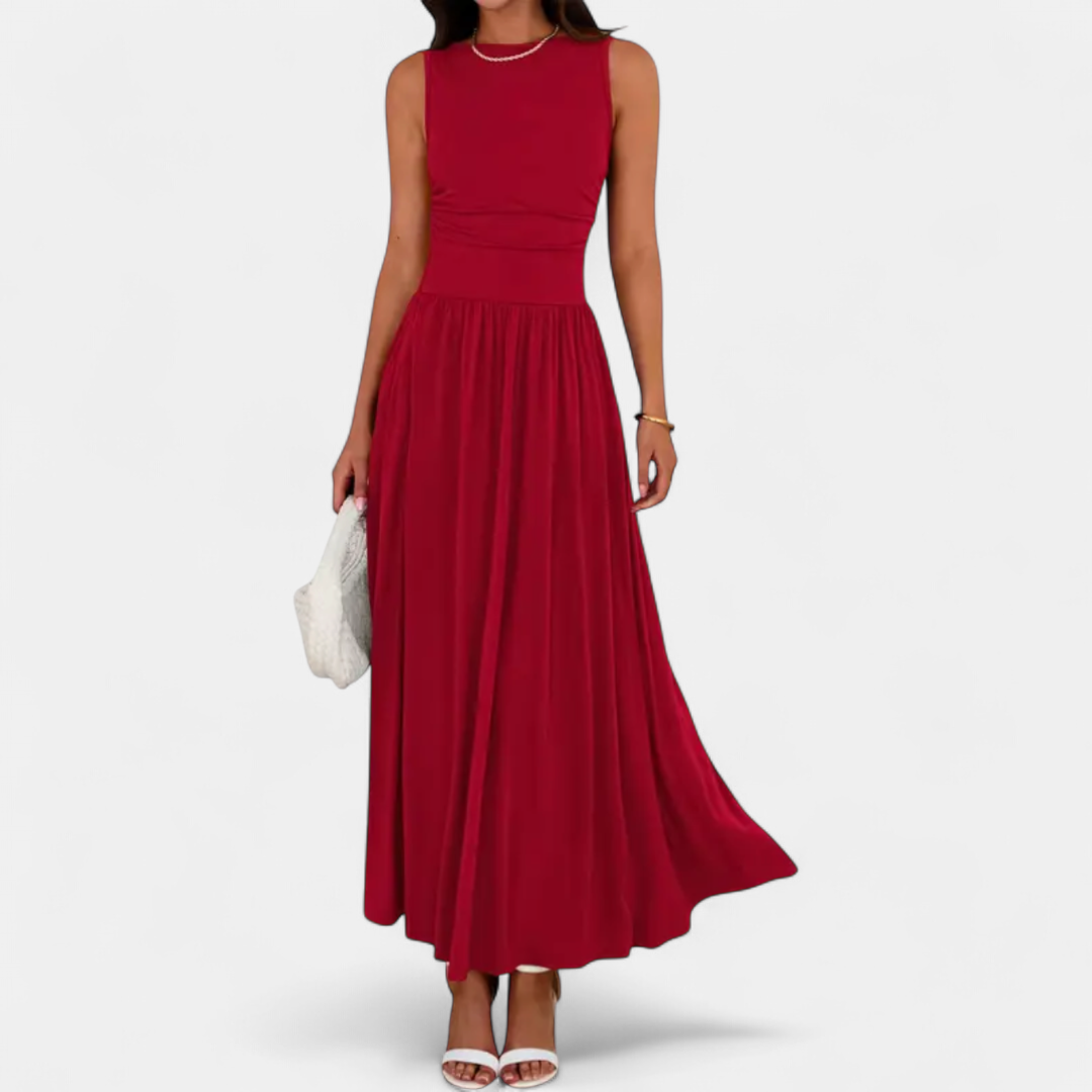 DALIA | Ruched High-Waist Flowy Maxi Dress