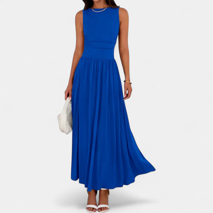 DALIA | Ruched High-Waist Flowy Maxi Dress