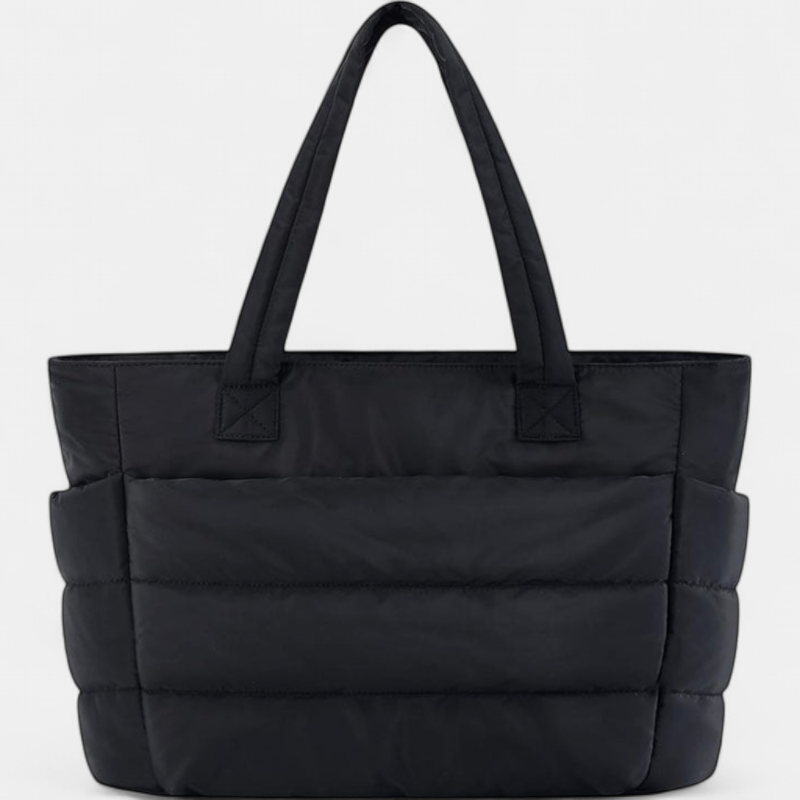 LILY | Cute Puffer Tote Bag with Laptop Compartment & Flower Print